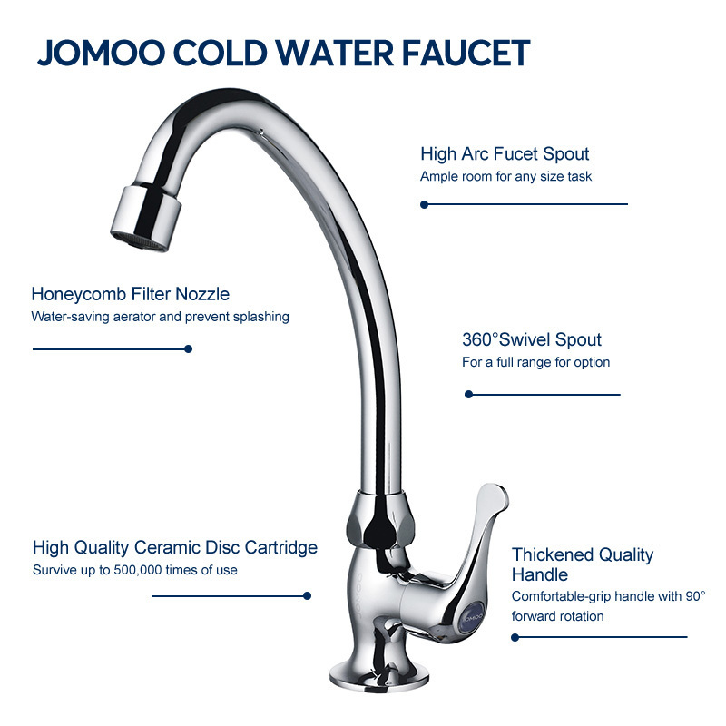 JOMOO Cold Water Outdoor RV Wet Bar Kitchen Sink Faucet Single Handle Brass Chrome Desk Mounted Faucet