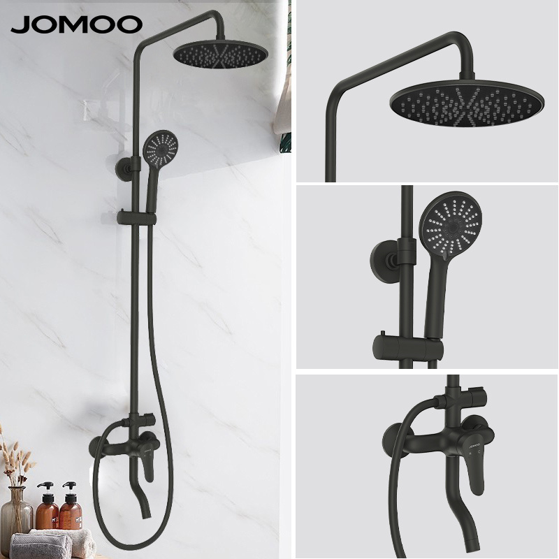 JOMOO Matte Black Shower Set Kits 3 Function Handheld Shower Head Combo Bathroom Rainfall Shower Mixer Set