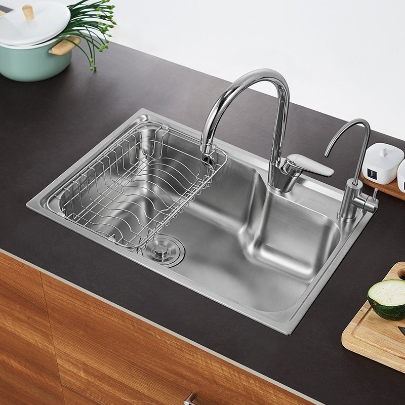 JOMOO  304 Stainless Steel Kitchen Sink With Drain Basket Under Above Counter Single Bowl Kitchen Sink Washing Bowl