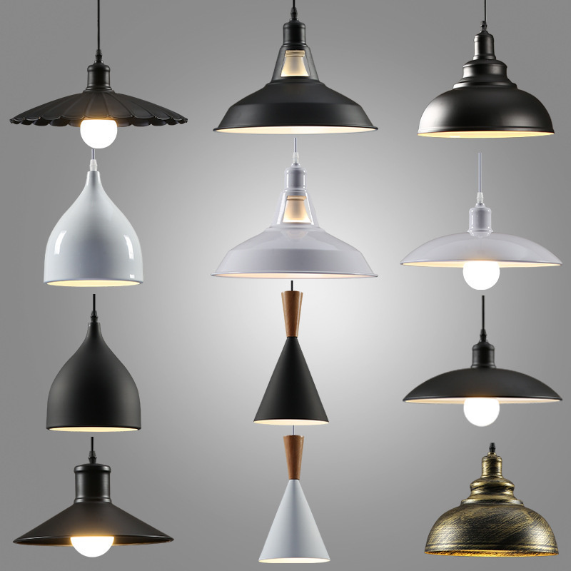 Droppshipping e27 black metal shade modern nordic bar dining room kitchen home chandelier industrial led pendant light