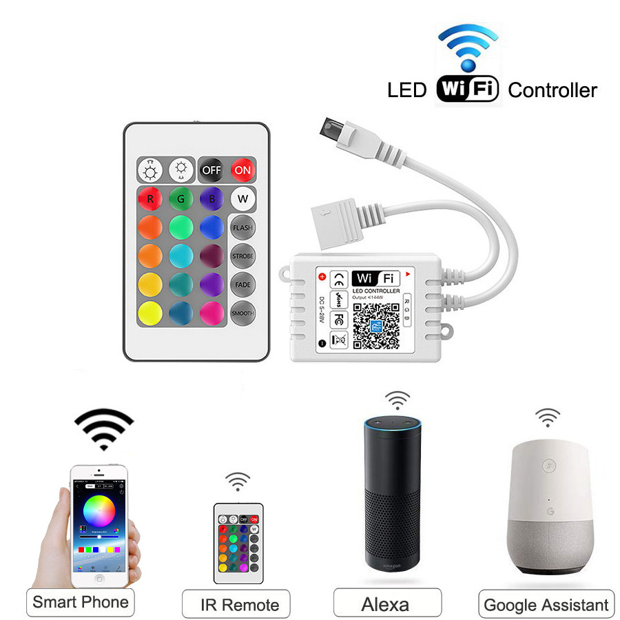 Amazon Alexa Google Home 12v Tuya smart APP wifi Remote Control 5m 10m SMD 5050 Flexible LED RGB strip light kit