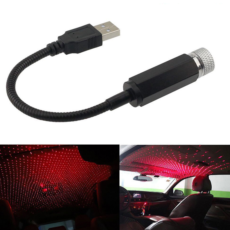 USB Adjustable Car Interior Ceiling Decor Roof Star Projection Night Light for Car Portable Car Mini Decorative Lamp