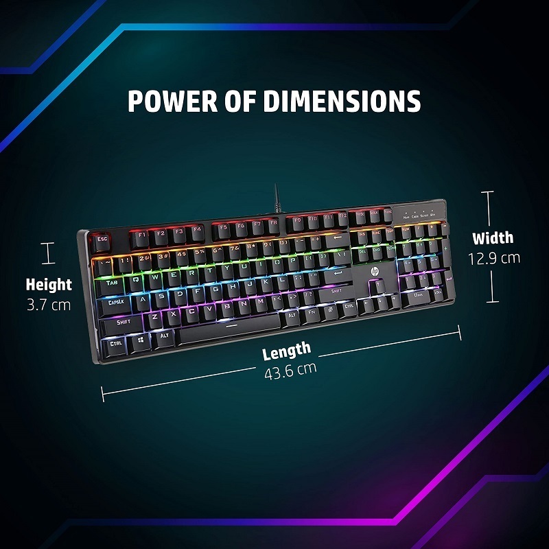 ORIGINAL FOR HP GK100 Wired Full Size RGM Backlit Mechanical Gaming Keyboard, Mechanical Switches Double Injection Key Caps