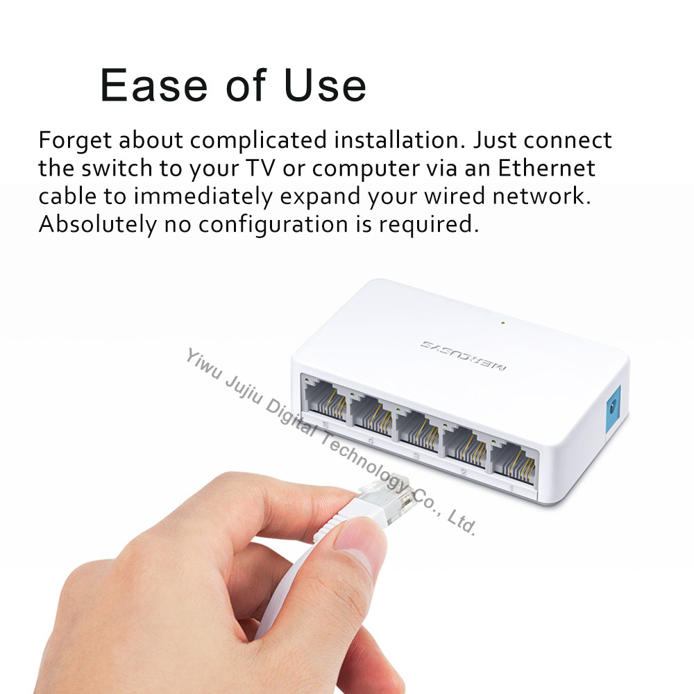 Wholesale Mercusys 5 Port 10/100 Mbps Fast Ethernet Switch Desktop Ethernet Splitter Hub  Plug & Play Quiet RJ45 switch