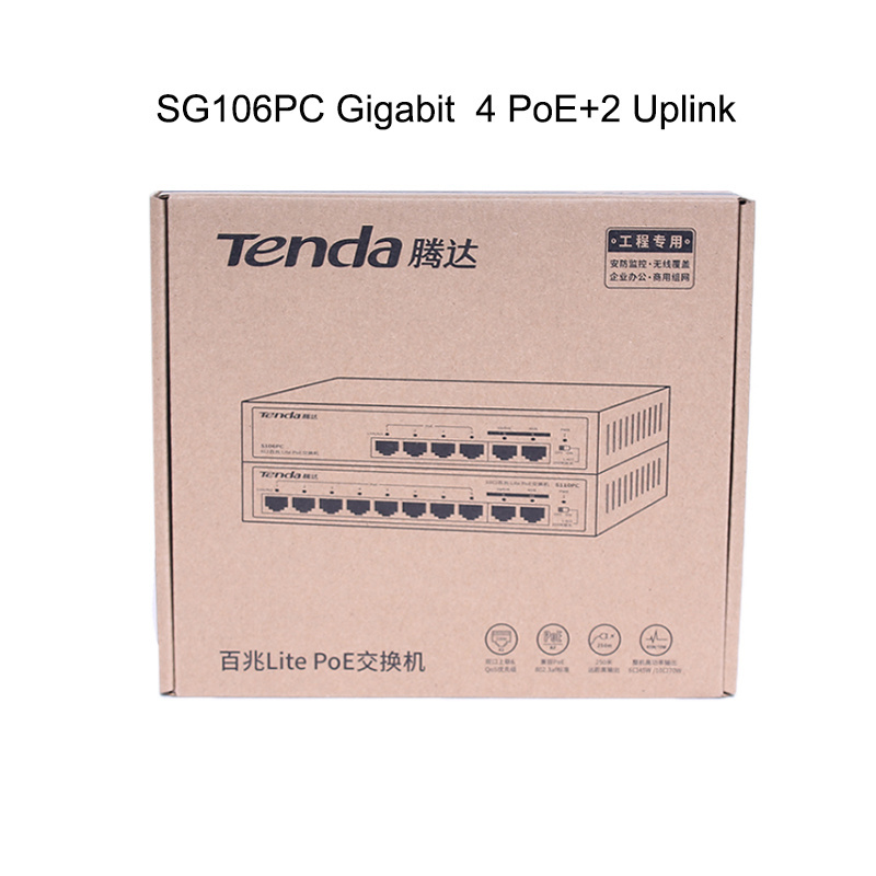 Factory Tenda SG106PC  6 port 10/100/1000M ports Gigabit POE switch poe Ethernet switch for IP camera