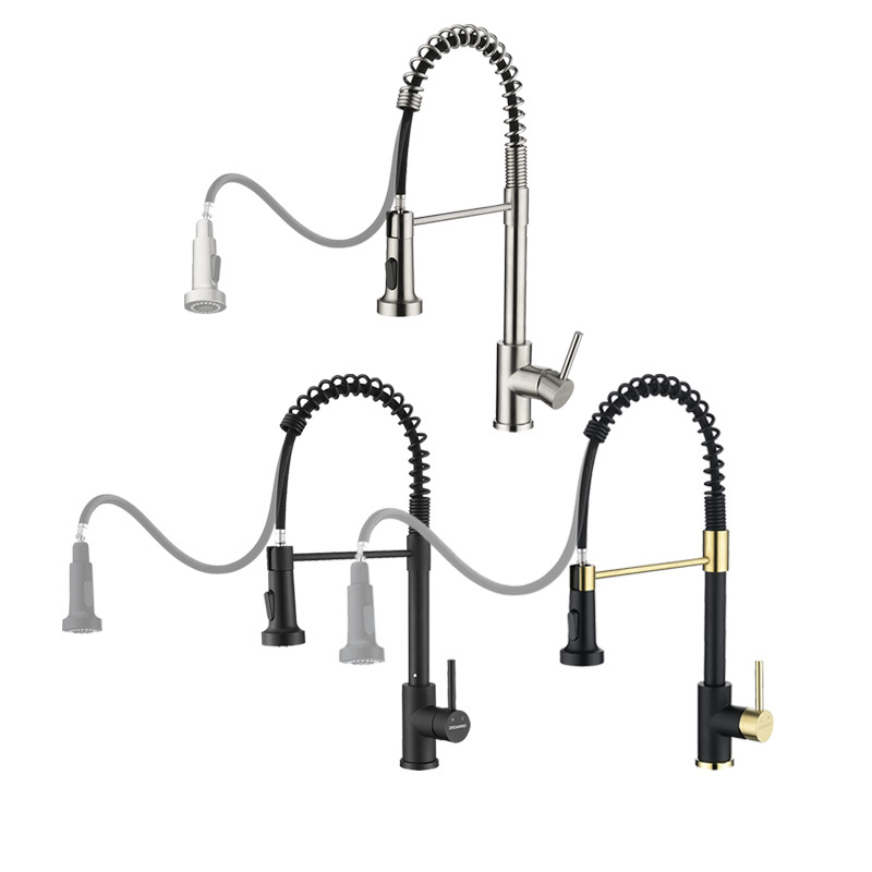 15YRS OEM/ODM Experience Factory Contemporary Deck Mounted Brushed Nickel Copper Silver Gold Black Spring Kitchen Faucet