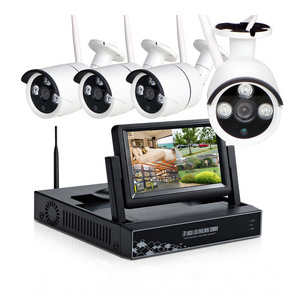 home security High quality 4 channel cctv wifi ip camera 3/5MP wireless nvr kit Wifi 7inch LCD monitor NVR