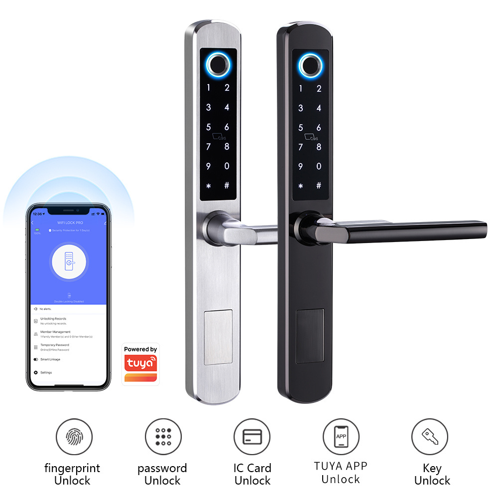 Waterproof Smart electronic Fingerprint door Lock with 304 Stainless Steel with Europe mortise lock for slim thin door