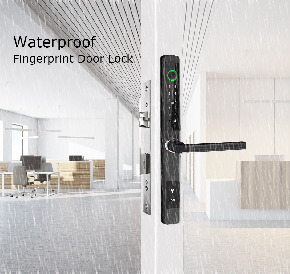 Waterproof Intelligent Smart Fingerprint Door Lock for Outdoor Wooden/Glass Slim Door Frame/Sliding Door with card and Key