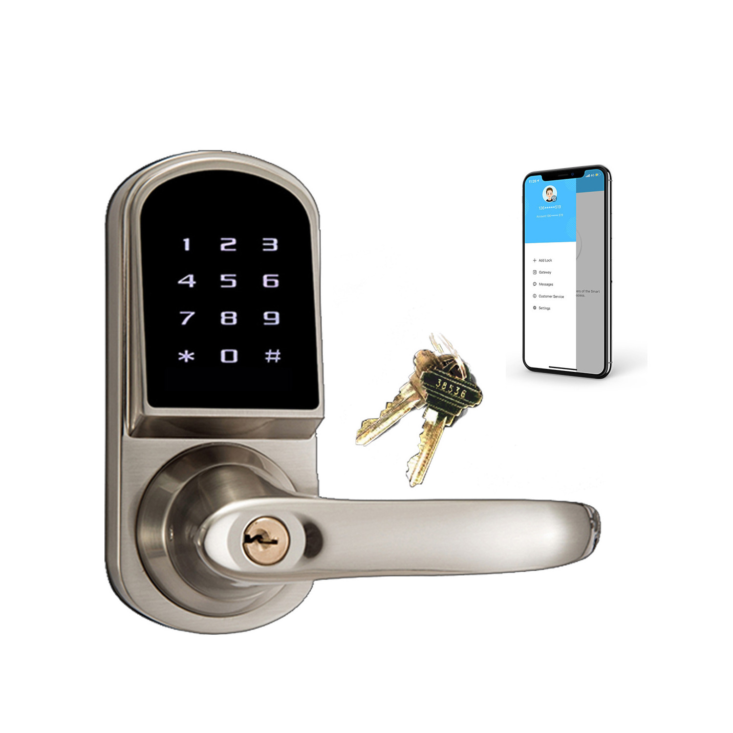 Mortise Combination Electronic Key Password Card Door Locks Digital Electronic Door Lock with TT Lock APP