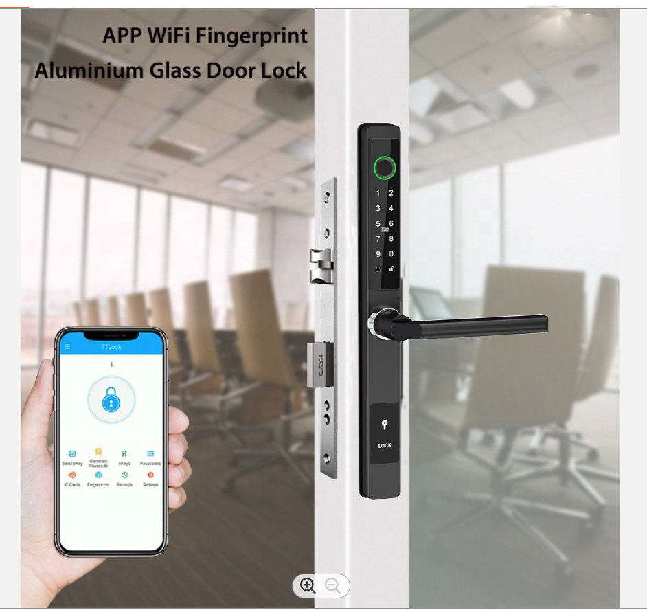 Waterproof Anti Theft Smart Slim Door Lock with Fingerprint Password Card Biometric for Intelligent sliding door