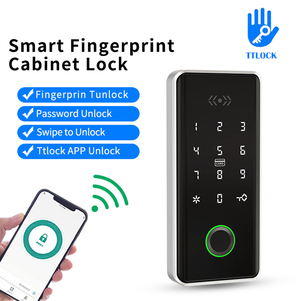 Smart Locker Lock, Electronic TTLOCK APP Bluetooth 13.56Mhz RFID Fingerprint Drawer/Cabinet Lock with Keypad Password