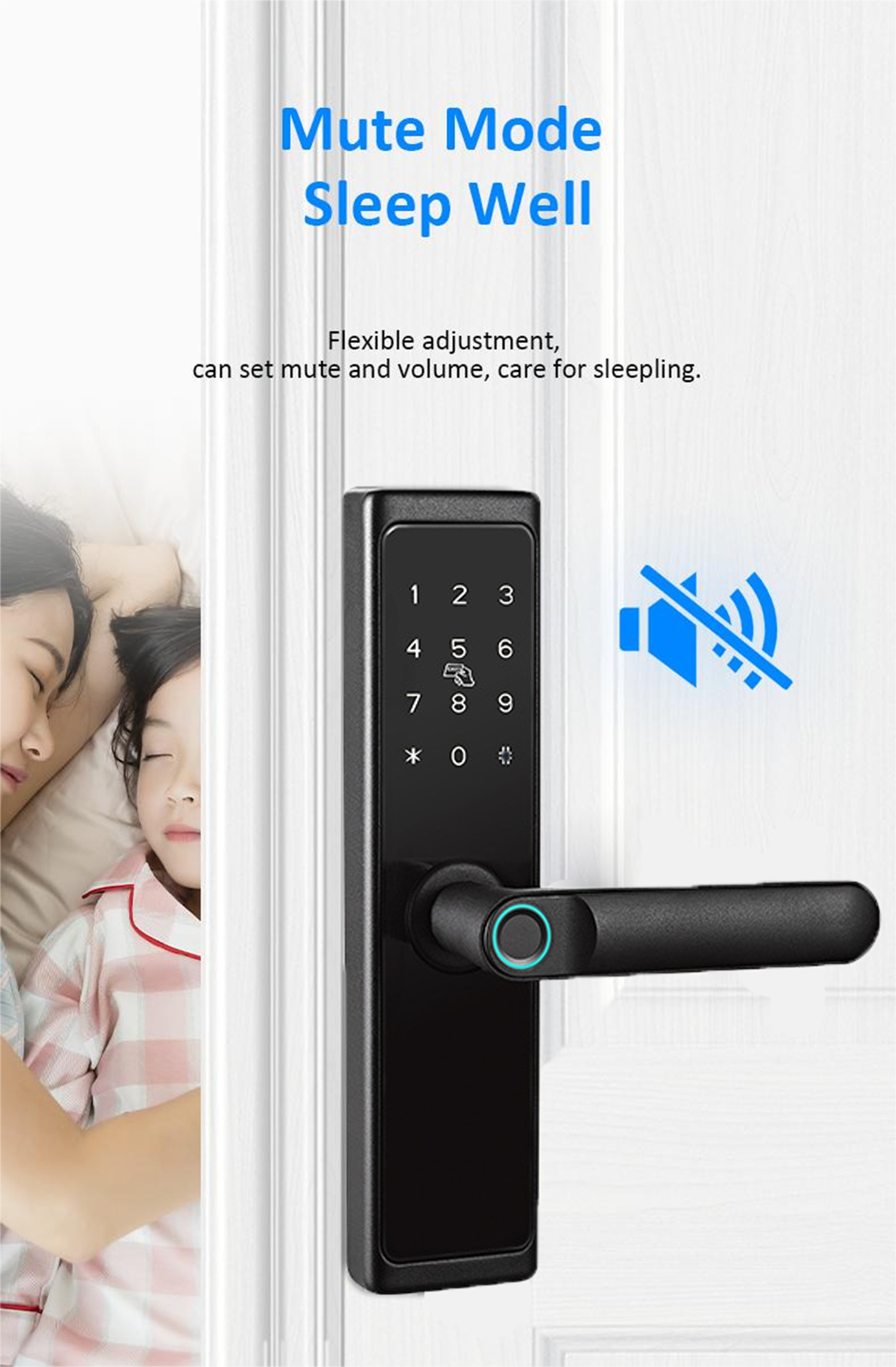 Smart Door Lock Digital Fingerprint password RFID Card TTLock /Tuya App Anti-theft Keypad Intelligent Lock