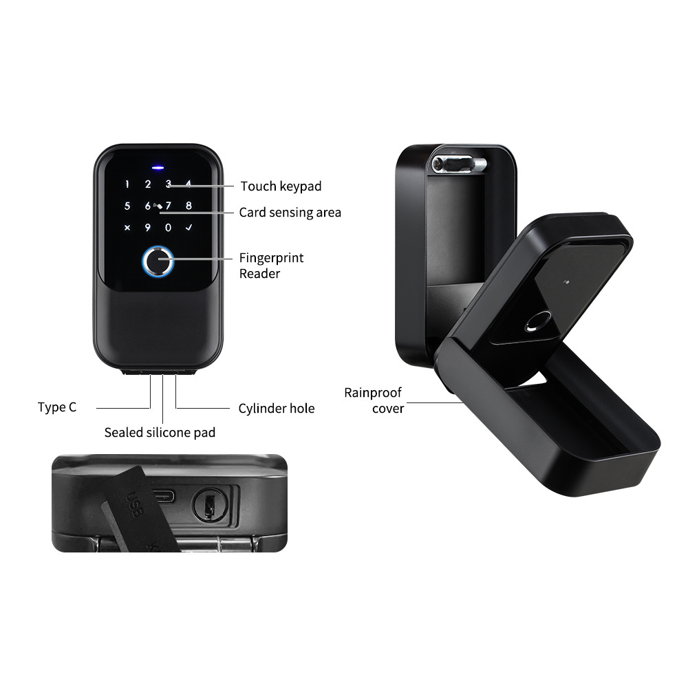 Tuya/TTLock Bluetooth Outdoor Waterproof IP65 Wall Mounted Smart Key Box with fingerprint Password Digital Electronic Lock Box