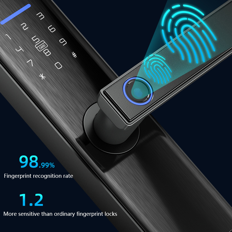 Wifi fingerprint TTLock Tuya Smart Door Lock with Fingerprints, codes password, smart card and mechanical keys access control