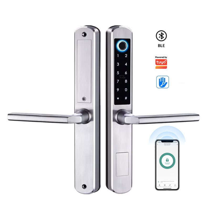 Waterproof Smart electronic Fingerprint door Lock with 304 Stainless Steel with Europe mortise lock for slim thin door