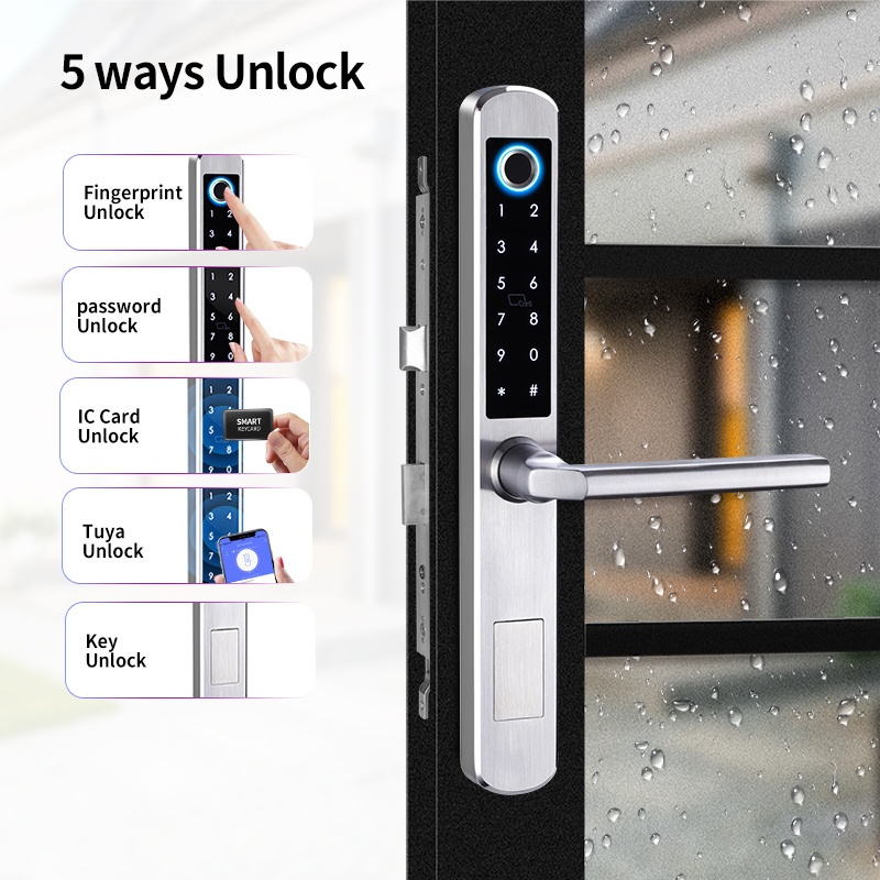 Waterproof Smart electronic Fingerprint door Lock with 304 Stainless Steel with Europe mortise lock for slim thin door