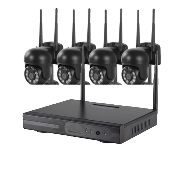 AI Smart human tracking 3MP 4 Channel Wireless security ptz cameras and wifi nvr kit for wireless video surveillance system