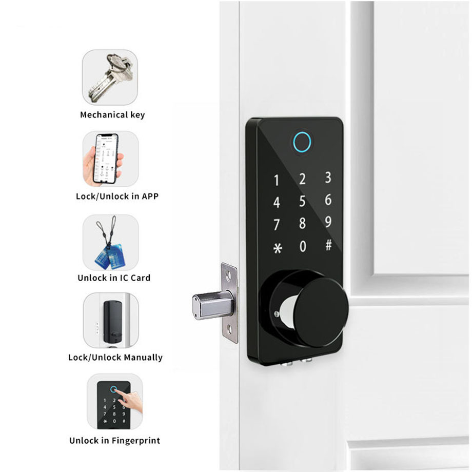 Bluetooth TUYA /TTLock App Digital Keyless Fingerprint Password Smart Door Lock with RFID card deadbolt lock