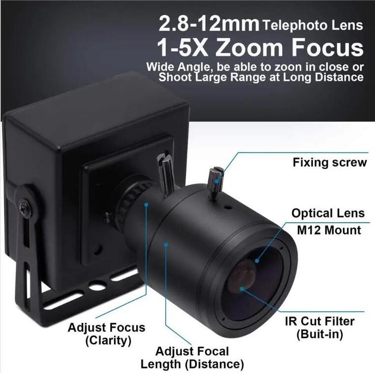 4MP Small size hd mini camera with vari-focal lens 2.8-12mm or  6-22mm manual zoom lens network ip camera