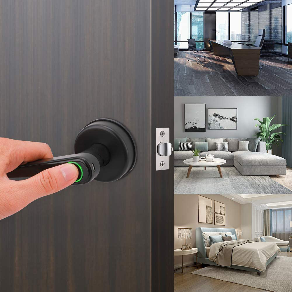 Smart Mini fingerprint handle door Lock,  WIFI/ Bluetooth Password code access slim fingerprint door handle with single latch