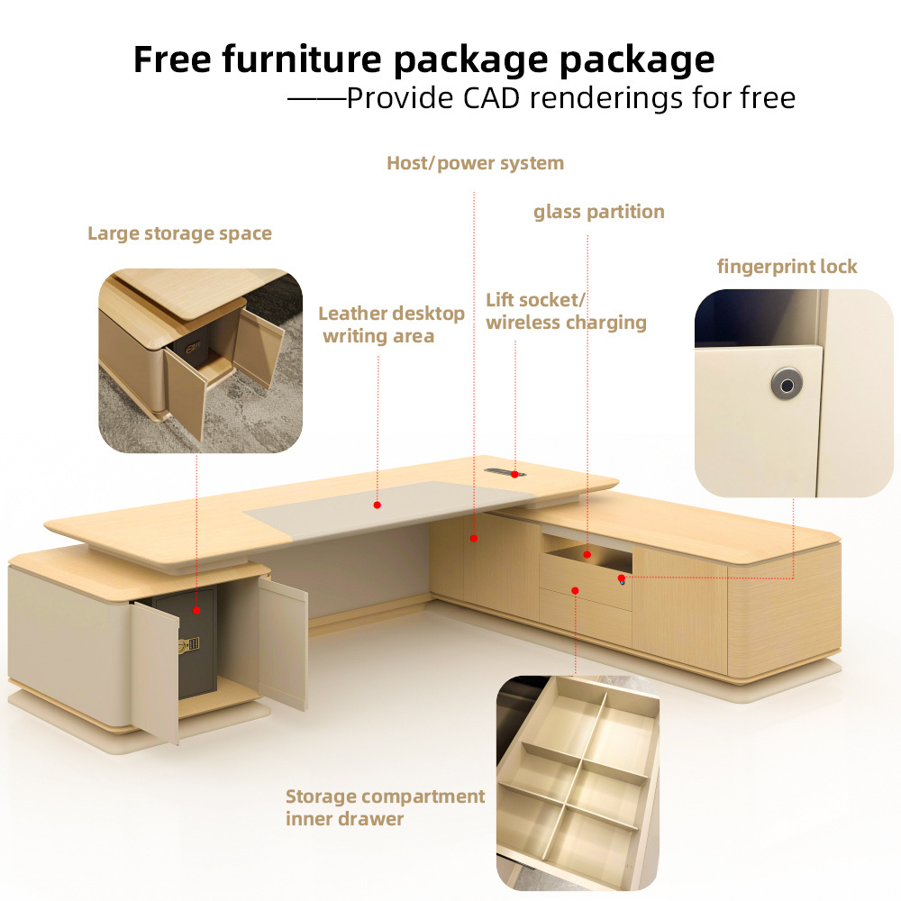 Modern environmentally friendly office furniture desk high-tech executive desk boss L-shaped manager CEO desk