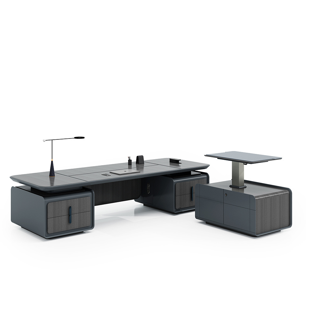 Free Design Solution Manager Chief Desk L Shape Black Office Desk Office Furniture Boss desk CEO executive table