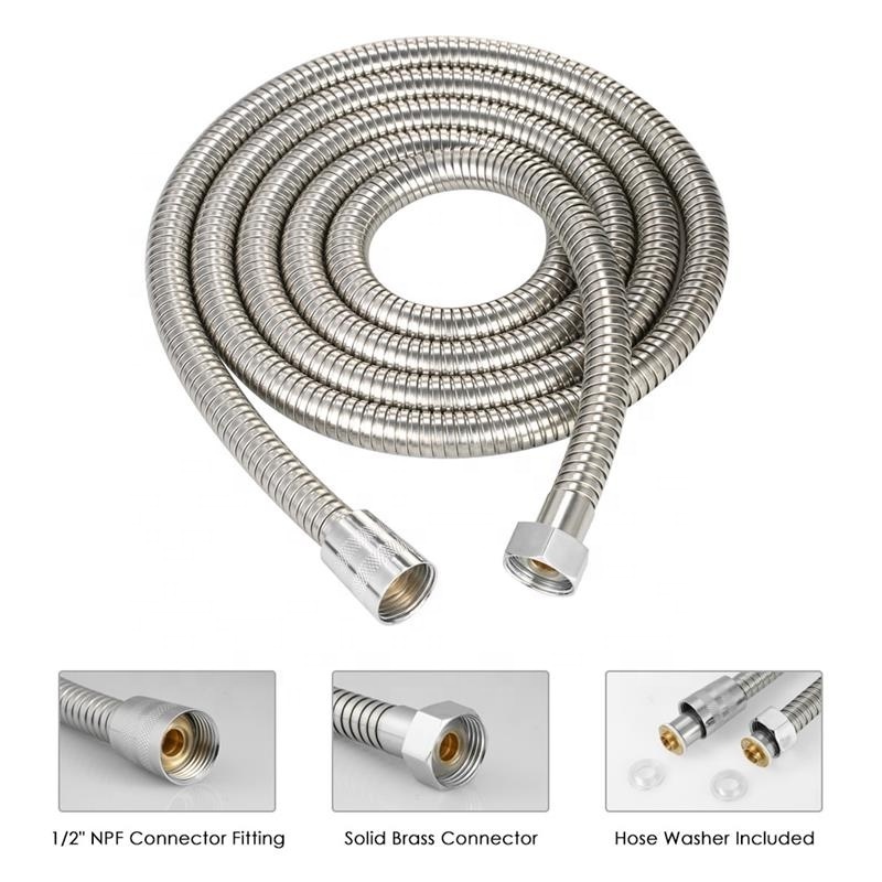 Factory Cheap Sliver Double Lock EPDM/PVC Stainless Steel Shower Hose Flexible Chrome Plating Shower Hose