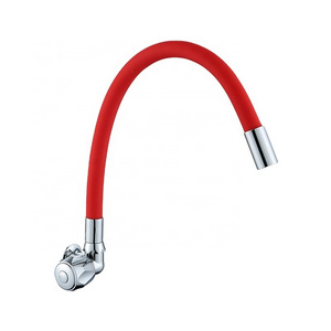 Kitchen Faucets Cold Water Red Kitchen Faucet with Flexible Silicone Pipe