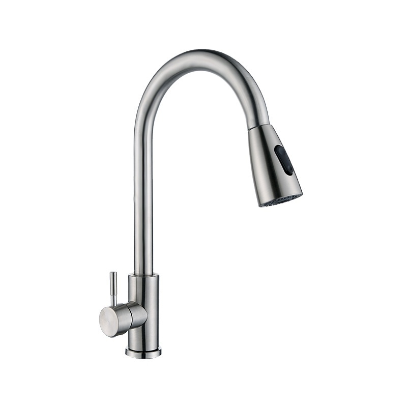 Jooka Factory Modern Silver Black Gold 304 Stainless Steel Flexible Pull Out Down Kitchen Mixer Tap Sink Faucet