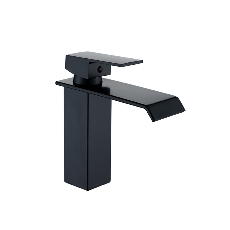 Polished Bathroom Mixer Tap Water Fall Faucets Stainless Steel Black Sensor Concealed Single Lever Basin Tap