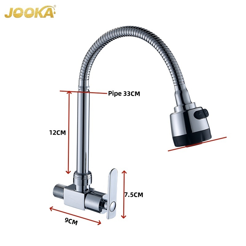 Wall Mounted Kitchen Faucet For Kitchen Sink Single Hole Brass Cartridge Single Cold Water Kitchen Faucet