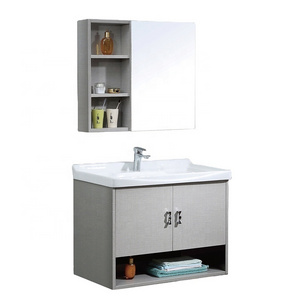 White combo luxury wall mirror bathroom sink vanity cabinet