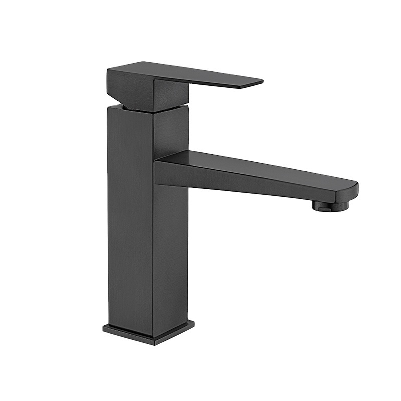 Hot Factory Customized Black Square Single Hole Modern Vanity Sink Faucet for Lavatory Bathroom