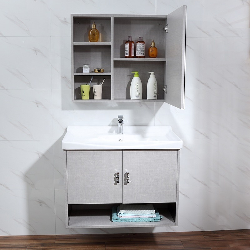 White combo luxury wall mirror bathroom sink vanity cabinet