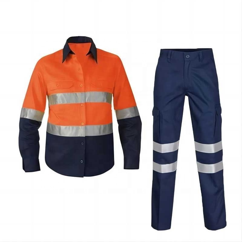 High Visibility 100% Cotton  Coal Mining Long Sleeve Construction uniform design Reflective work suits  clothes