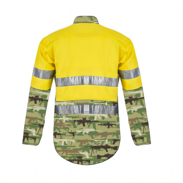 100% Cotton  Coal Mining Long Sleeve Construction Reflective Safety Hi Vis Work Shirt for men and women