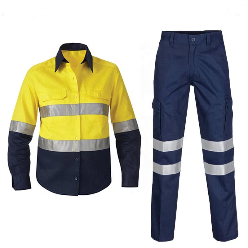 High Visibility 100% Cotton  Coal Mining Long Sleeve Construction uniform design Reflective work suits  clothes