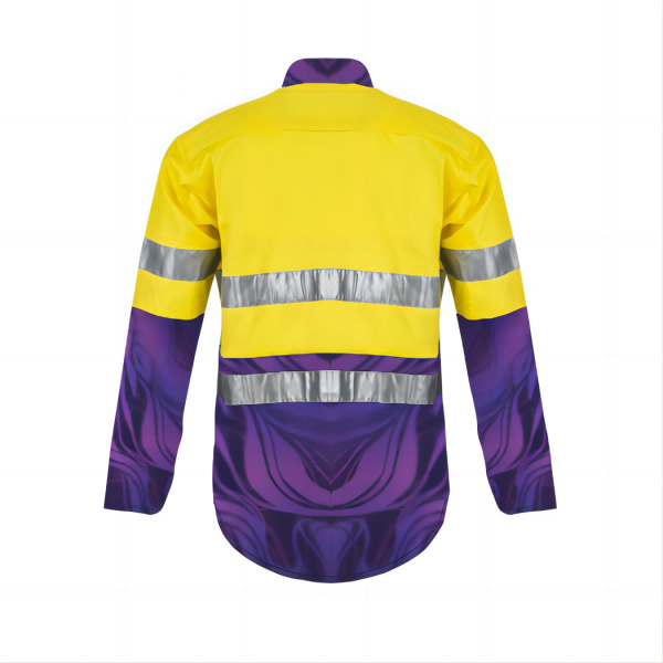 100% Cotton  Coal Mining Long Sleeve Construction Reflective Safety Hi Vis Work Shirt for men and women