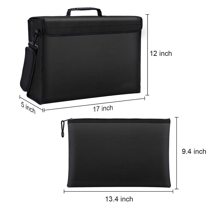 Non itchy fire resistant money file security briefcase fireproof document bag