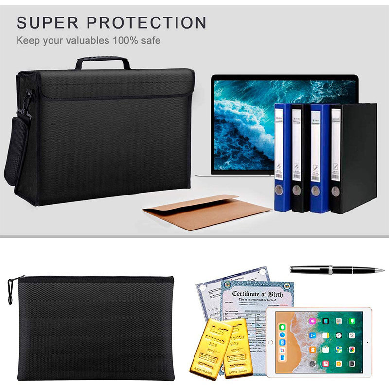 Non itchy fire resistant money file security briefcase fireproof document bag