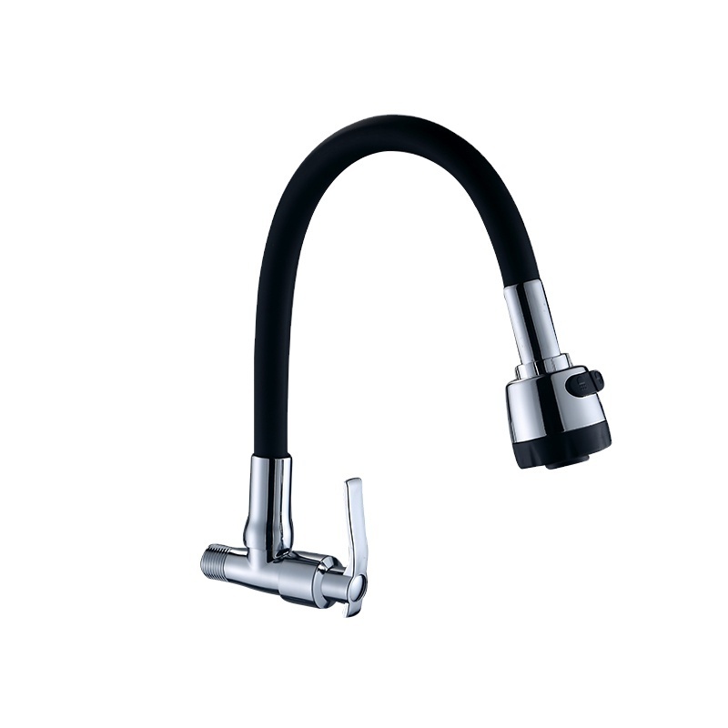 Chrome Faucets Single Handle Taps Zinc Body Wall Mounted Black Color Flexible  Faucet Gourmet Kitchen Faucet