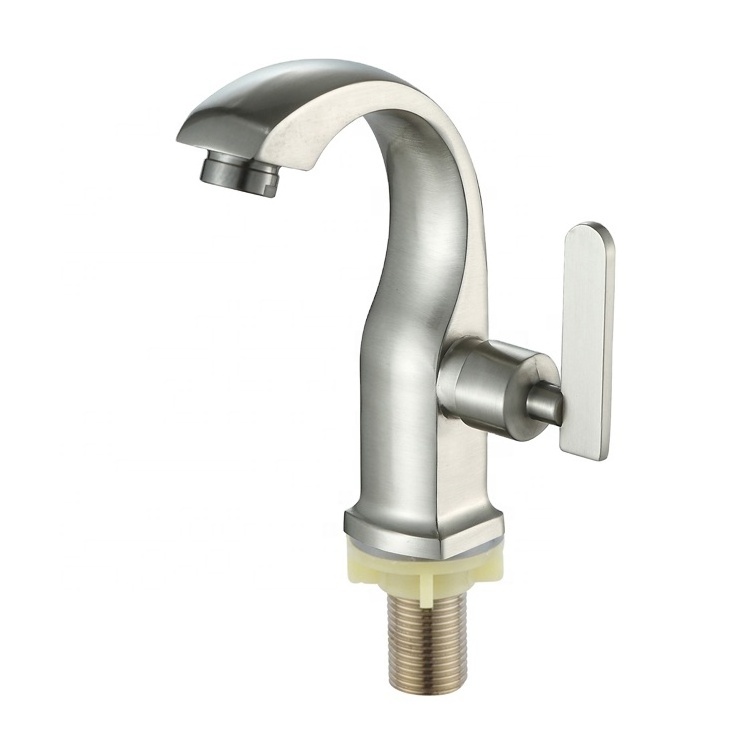 Single Cold Nickle Brush Bacia Torneira Basin Tap Basin Faucets Bathroom Cold Water Single Handle Single Hole Brass Deck Mounted