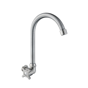 Brush Nickle Surface Single Cold Wall Mounted Kitchen Faucet With Flexible Pipe Faucet Kitchen Tap