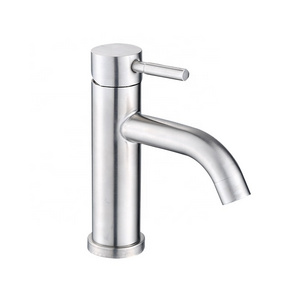 Sanitary Wash Basin Faucet Brushed Hot And Cold Head Stainless Steel Single Hole Bathroom Faucet