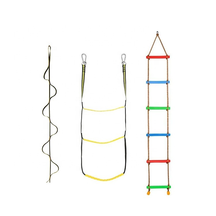 Connect Buckle Straps Rope Ladder Spring Hooks Playground Light weight safety climbing rope ladder for Kids Swing Set