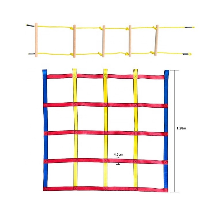 Connect Buckle Straps Rope Ladder Spring Hooks Playground Light weight safety climbing rope ladder for Kids Swing Set