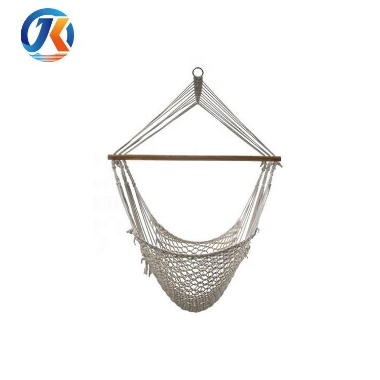 Hot Sale Indoor & Outdoor Cotton Rope Net Swing Hanging Chair Hammock Chair With Wood Stretcher