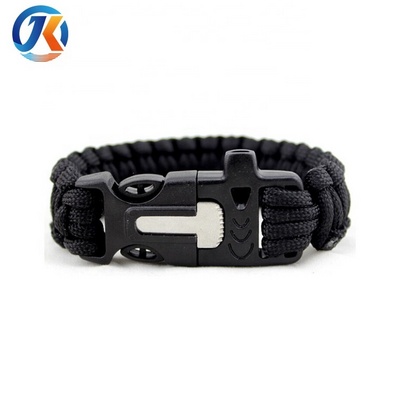 Wholesale outdoor survival paracord bracelet with whistle and flint