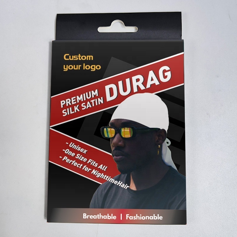 Custom Logo Durag Packaging Box with Gold Stamping Satin Lined Bonnet Packing Paper Box Handkerchief Packages